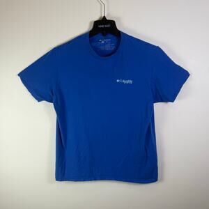 Columbia PFG Graphic T-Shirt Mens L blue Crew Neck Short Sleeve Pocket Tee
